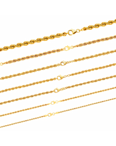 89.95 Edle Kordelkette Halskette - 333 - 8 Karat Gold Juwelier Qualität 907-KORDEL333-Sammel Kordelketten aus Gold und Silber