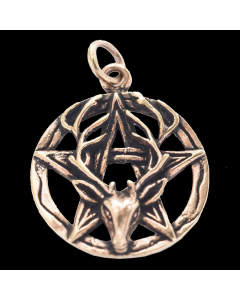 Bronzeanhänger Pentagramm und Hirsch Schmuck - Pentagramm - 35x25mm