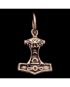 Thors Hammer klein Bronze Anhänger Schmuck - Thorhammer - 20x11mm