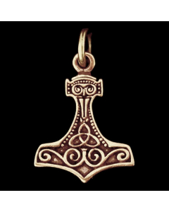 Thor mit Doppelspiralen Bronze Anhänger Schmuck - Thorhammer - 29x19mm