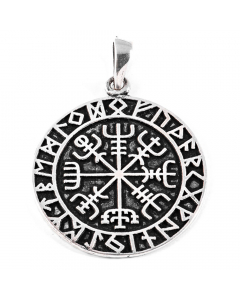 VEGVISIR Medaillon Silberanhänger Wikinger Viking Kompass Rune Anhänger 925er Silber