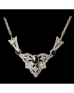 Elegantes Collier Gothic Vintage Jugendstil Trachtenschmuck Steam Punk Silber