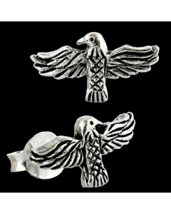 Ohrstecker Hugin und Munin 925er Silber Schmuck Vogel Raben