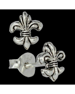 Mittelalter Ohrstecker Fleur de Lys Schwertlilie 925er Silber Schmuck