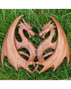 Wandschmuck Wandbild Zwei Drachen Celtic aus Holz geschnitztes Ornament Holzbild