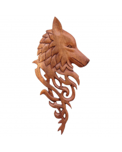 Wolf Wandschmuck Wand Deko Wandbild keltische Knoten aus Holz rechts schauend