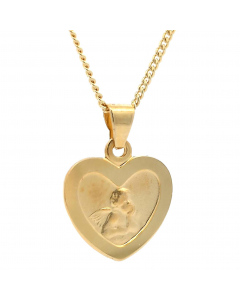 Anhänger Medaille Amor Herz mit Engel mit Kette 1,1 mm 333 Gold 45 cm