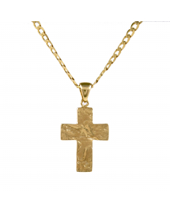 Anhänger Kreuz gehämmert mit massiver Goldkette 2,6 mm 50 cm