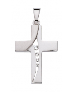 Anhänger Kreuz aus Silber mit Zirkonia aus massiv 925 Sterlingsilber rhodiniert