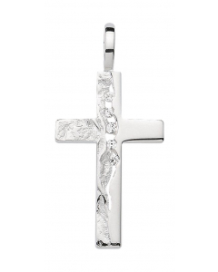Anhänger Kreuz aus Silber mit Zirkonia gehämmert aus massiv 925 Sterlingsilber
