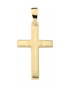 Anhänger Kreuz 585 14 Karat Gold mit massiver Goldkette 1,1 mm 585-14