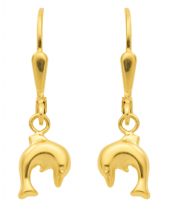 Ohrhänger, Ohrringe mit Brisur Delphin  333 Gelbgold