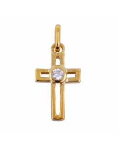 Anhänger Kreuz 333 Gold mit Zirkonia Stein 333 8K Gold mit  Goldkette