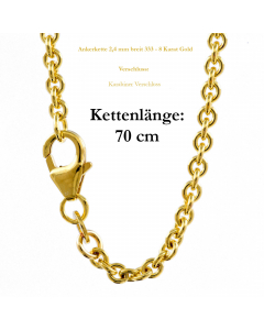 2,4 mm 42 cm 333 - 8 Karat Gold Halskette Ankerkette rund massiv Gold hochwertige Goldkette  5,8 g