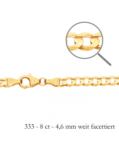 Goldkette Panzerkette Länge 45cm - Breite 4,6mm - 333-8 Karat Gold