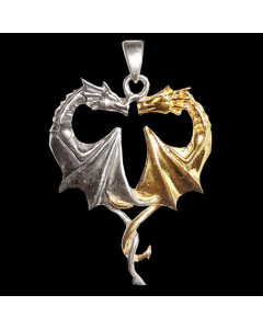 Drachen Herz Schmuck Anhänger 925er Silber - Drachen - 29x22mm