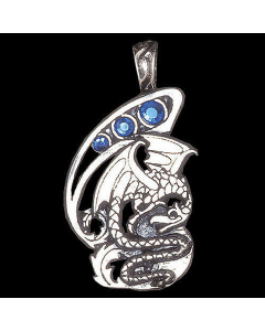 Drache Anhänger Schmuck - Drachen - 42x25mm Wikinger Swarovski Kristalle + Kette