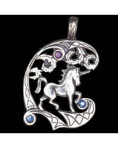 Einhorn Anhänger Schmuck - Einhorn 43x32mm Wikinger Swarovski Kristalle + Kette