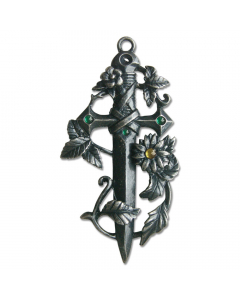 Schwert im Dickicht Anhänger Elfen Feen  Greenwood mythisch + Halsband 60x30mm
