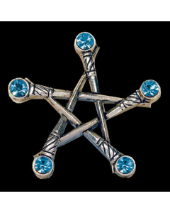 PENTAGRAMM DER SCHWERTER  Anhänger versilbert - Pentagramm - 40x40mm + Kette