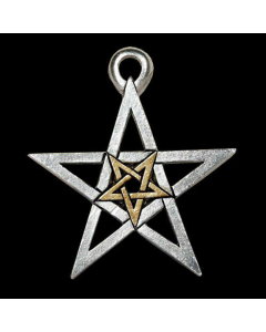 DOPPELTES PENTAGRAMM Schmuck Anhänger versilbert - Pentagramm - 31x35mm  + Kette