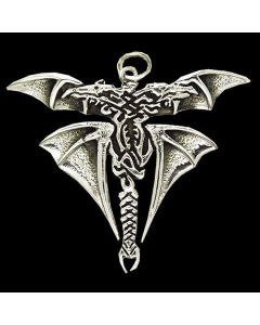 Kämpfende Drachen Schmuck Anhänger 925er Silber - Drachen - 50x41mm