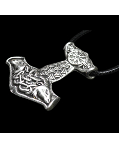 Thorhammer Anhänger Schmuck Wikinger Zinn Viking mit Band Thorhammer 