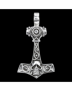 Thors Hammer mit Totenkopf Anhänger Schmuck - Thorhammer - 35x21mm