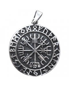 VEGVISIR Silberanhänger Wikinger Viking Kompass Rune Anhänger 925er Silber 28 mm