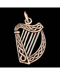 Keltische Irische Harfe klein Anhänger Schmuck Bronze Irish Harp - Keltische Knoten - 13x23mm