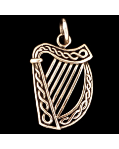 Keltische Irische Harfe Anhänger groß Bronze Irish Harp Keltische Knoten 17x30mm