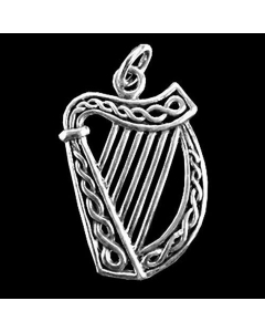 Keltische Irische Harfe Anhänger groß Schmuck 925er Silber Irish Harp 30x17mm