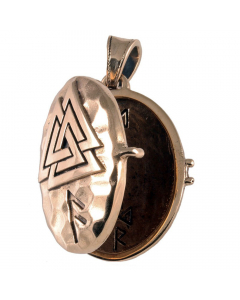 Medaillon Valknut Runen Inschrift Bronze Anhänger Schmuck Amulett