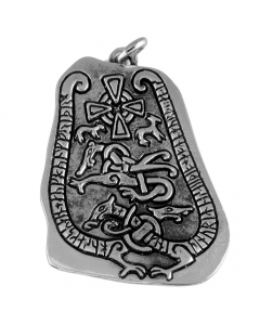 Runenstein-Amulett gross Schmuck Anhänger 925er Silber - Runen , Wikinger - 35x48mm
