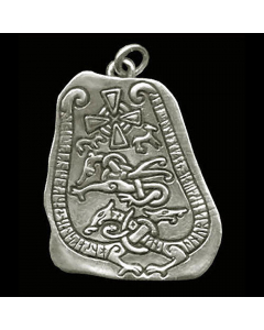 Runenstein-Amulett gross Schmuck Anhänger 925er Silber - Runen , Wikinger - 35x48mm