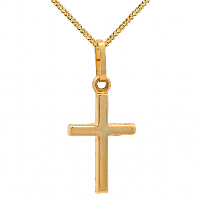 Gold Anhänger Kreuz 21 * 10 mm mit Kette massiv 333 - 8 Karat Gold