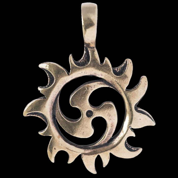 Sonnentriskel Bronze Schmuck Anhänger - Sonne , Triskel - 42x32mm