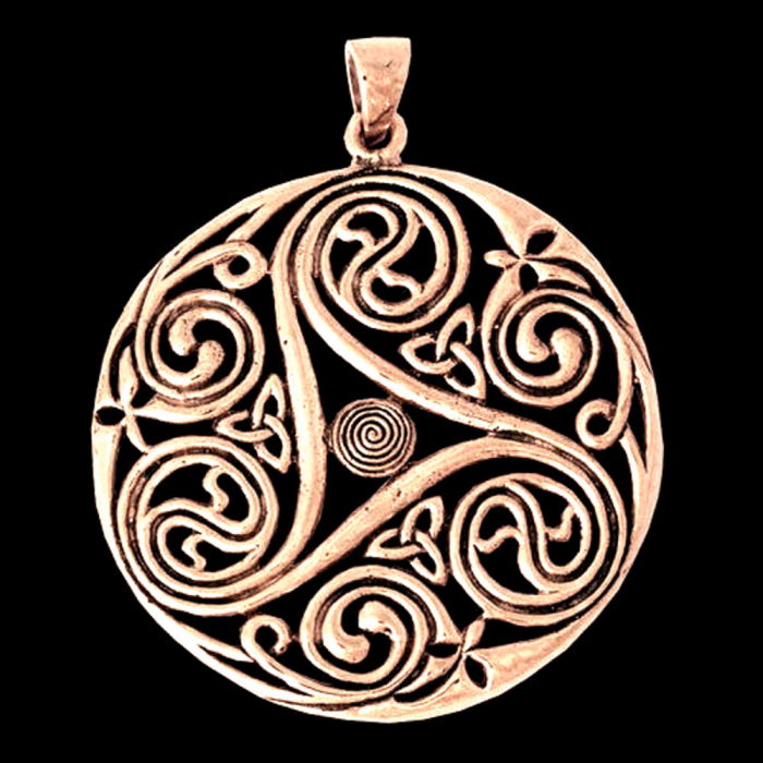 Triskelanhänger Danu Bronze Schmuck - Keltische Knoten , Pferd - 60x49mm