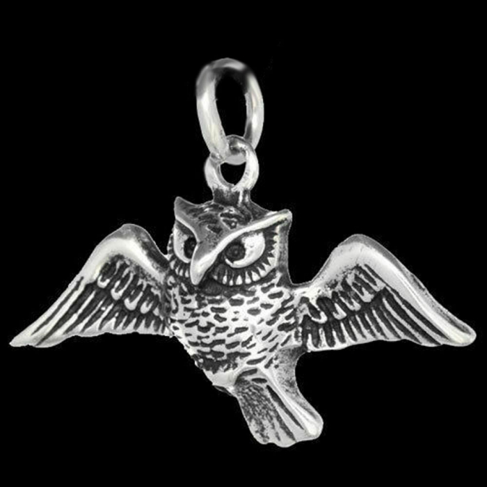 Silberanhänger Eule im Flug 925er Silber  Schmuck - Vögel - 31x25mm