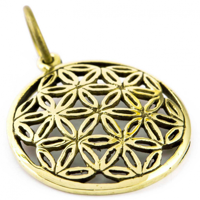 Blume des Lebens Anhänger klein Bronze Flower of Life - 17mm