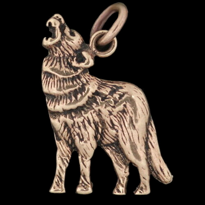 Heulender Wolf Wolfanhänger Dasan Bronze Schmuck - 25x16mm