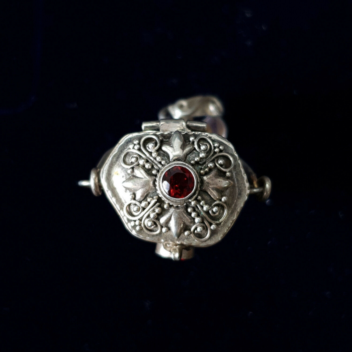 Bergkristall Anhänger Granatstein Schmuck Anhänger 925 Silber Medaillon