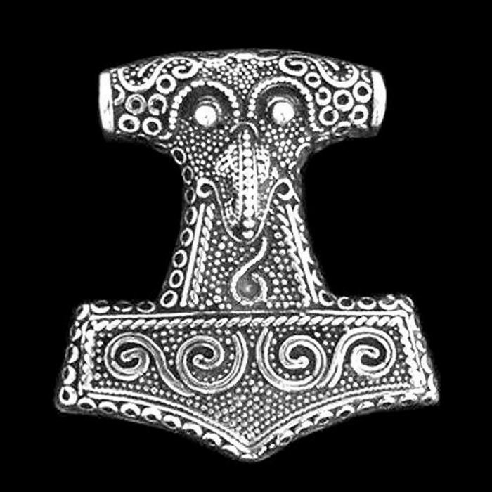 Thors Hammer beidseitig Schmuck Anhänger 925er Silber - Thorhammer - 41x38mm