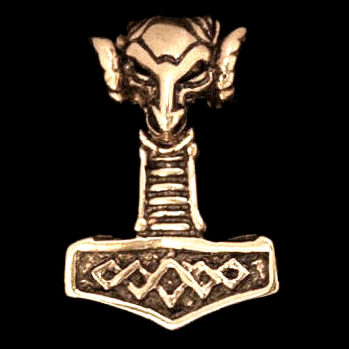 Widderhammer Bronze Anhänger Schmuck - Thorhammer - 38x22mm