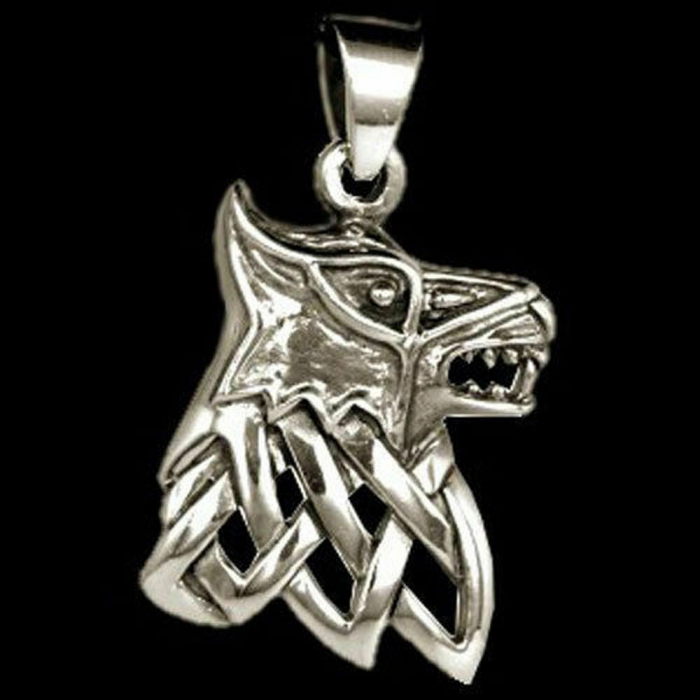 Fenris Wolf Schmuck Anhänger 925er Silber - Wolf Hund - 36x21mm