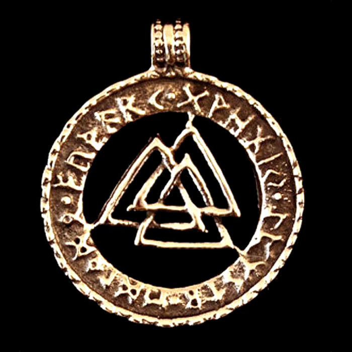 Valknut Futhark Bronze Anhänger Schmuck - Keltische Knoten , Wikinger - 26x22mm