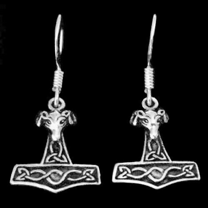 Ohrhänger Ohrringe Widder Hammer Thorhammer Wikinger Viking Schmuck 925er Silber