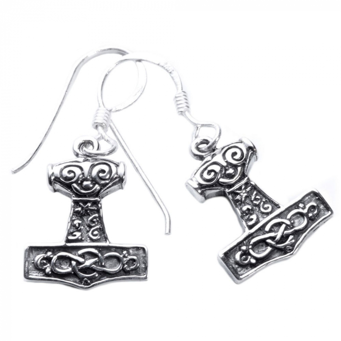 Ohrhänger Ohrringe Ohrschmuck Thors Hammer MJÖLNIR Viking Schmuck 925er Silber