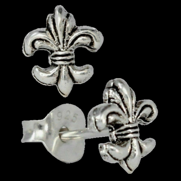 Mittelalter Ohrstecker Fleur de Lys Schwertlilie 925er Silber Schmuck