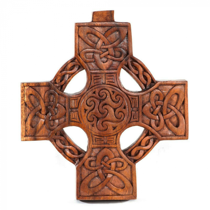 Wandschmuck Keltenkreuz Holz Irish Keltisches Kreuz Handarbeit geschnitzt Deko